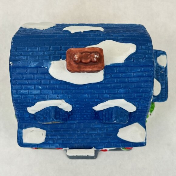 Vtg Lotus Ceramic Holiday Village Miniature Shop Snowy Roof Festive Christmas 4" - Picture 5 of 9